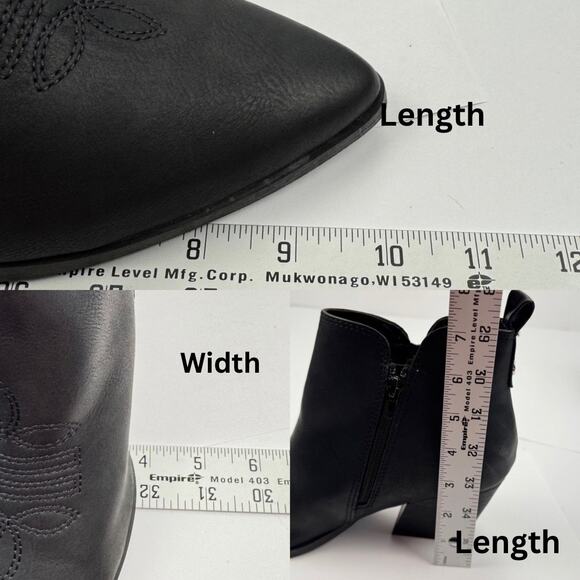 dv dolce vita Black Western Faux Leather Cuban Block Heel Ankle Booties Sz 10 - Picture 11 of 13